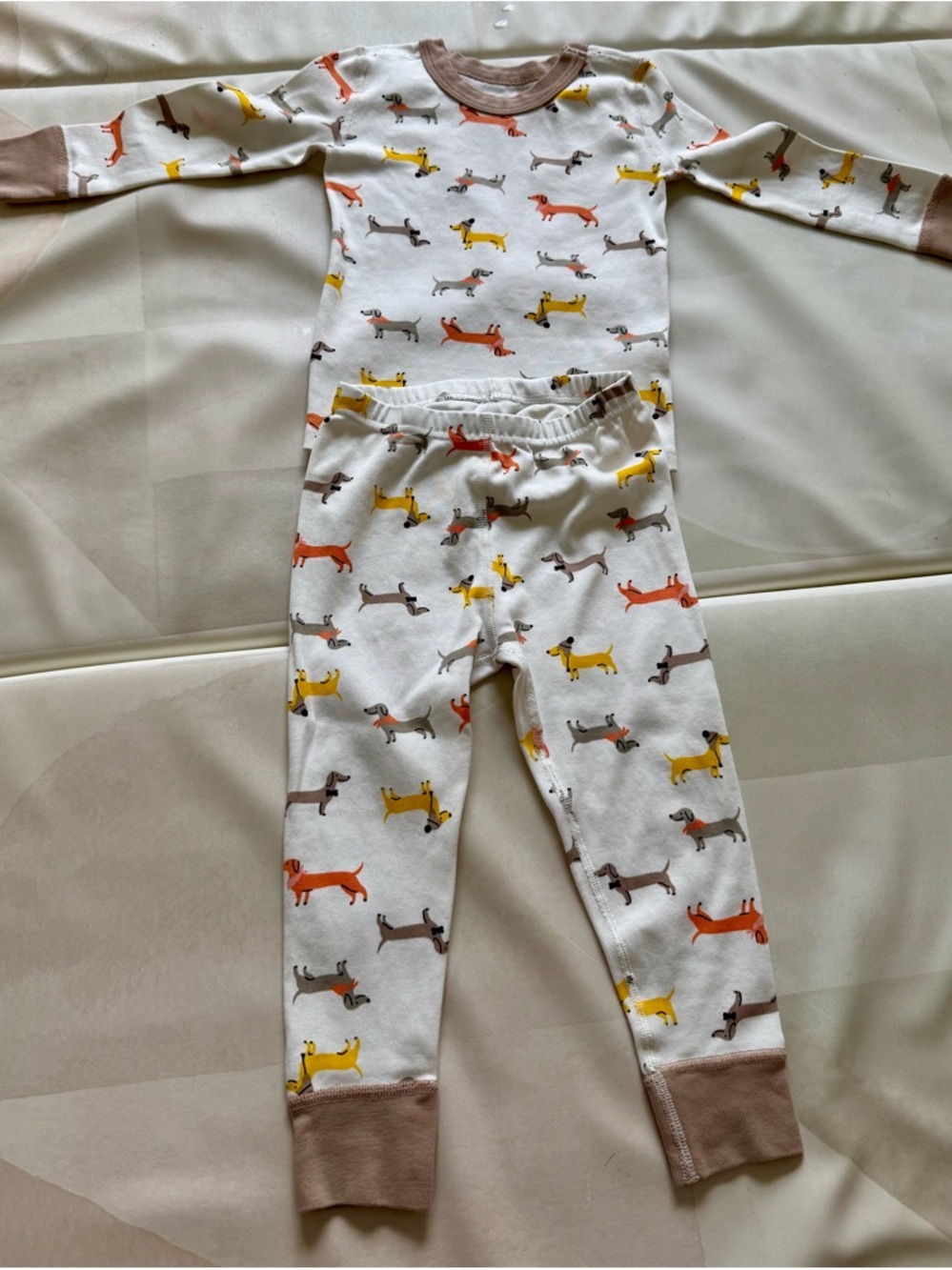 NEW Dachshund Print Toddler Pajama Set - Neutral Trim